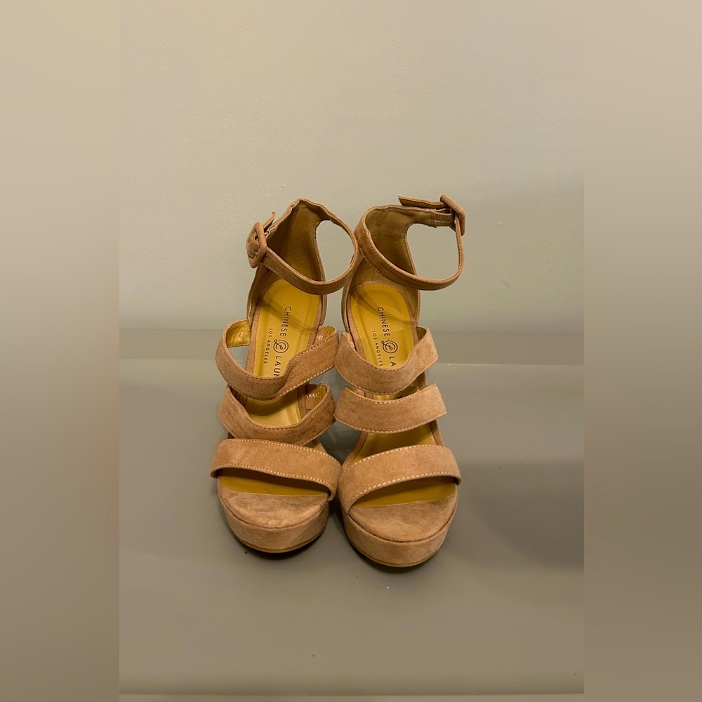 Chinese Laundry Tan Wedge Heels (7.5M)